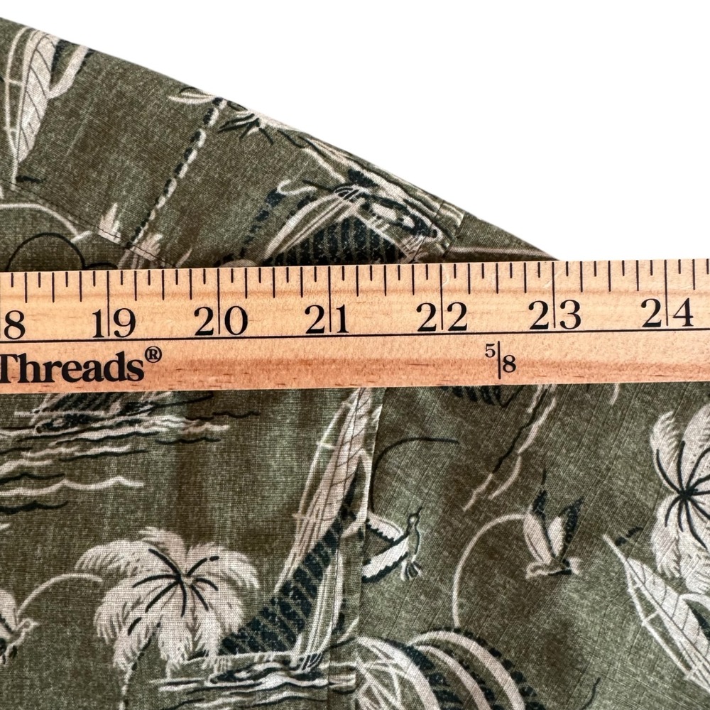 Reyn Spooner x UNIQLO XL‎ Green Sailboat Palm Tree Men's Camp Shirt 444646 - Picture 4 of 10